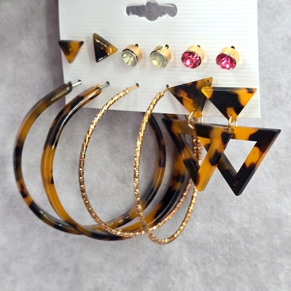 Brown Gold Hoop Stud Dangle Large Earrings Boho Retro Fashion Jewelry JB2-45 - Picture 2 of 3